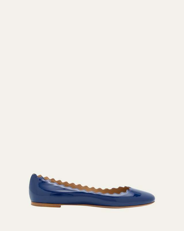 Lauren Patent Leather Scalloped Ballet Flats